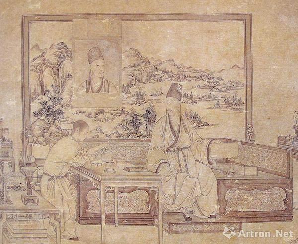 姚文瀚《弘历鉴古图》屏风局部