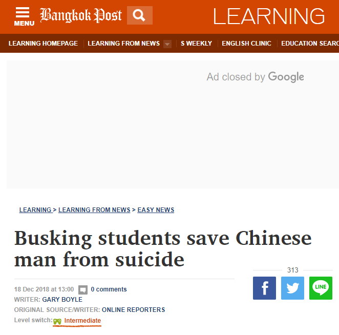 中国男子欲在曼谷轻生 被9名当地中学生用中文劝服