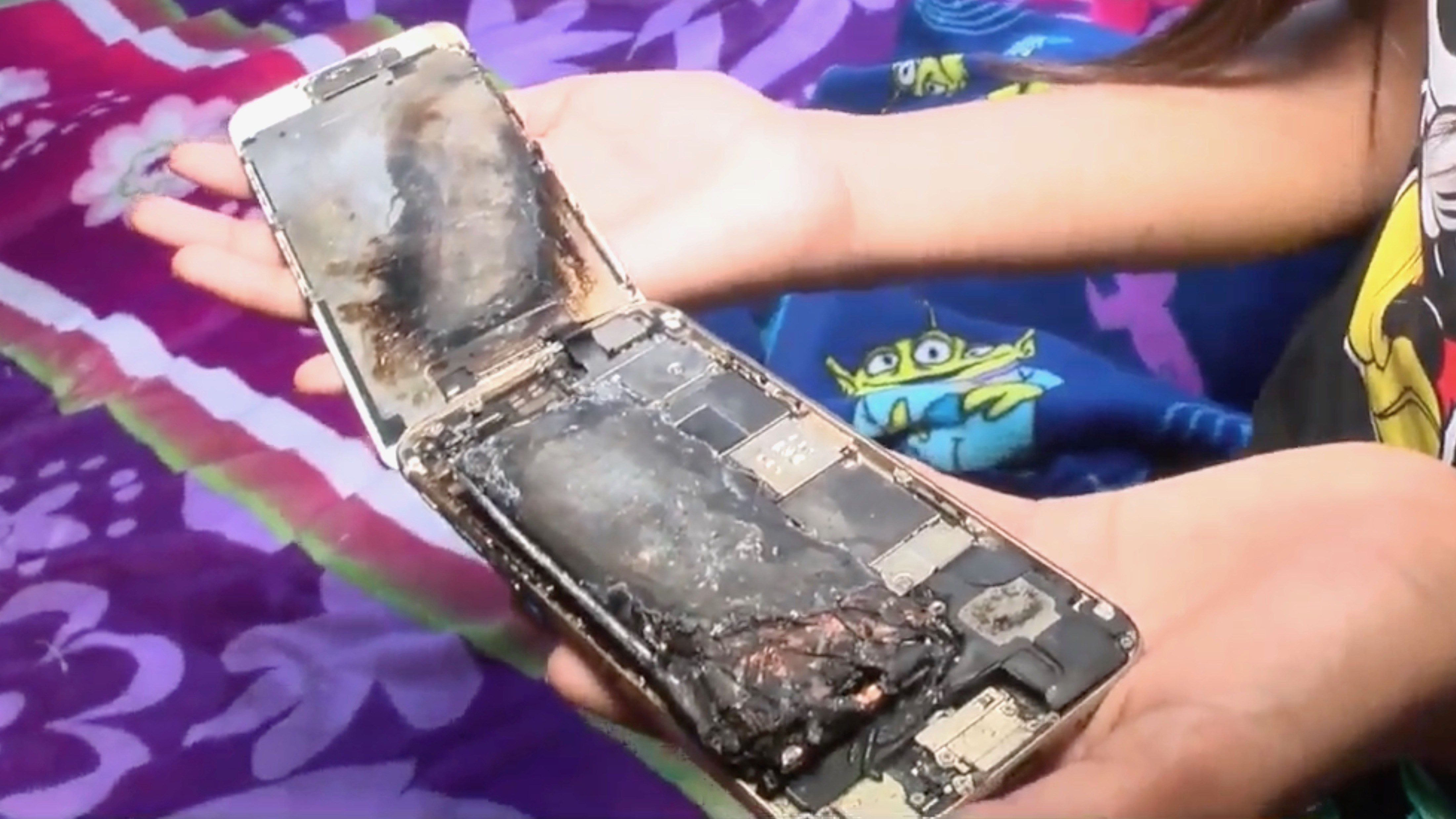 iPhone 6在11岁女孩手中着火 地毯被烧出几个洞