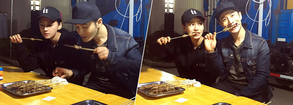  结婚周年纪念日，黄晓明Baby街边撸串 