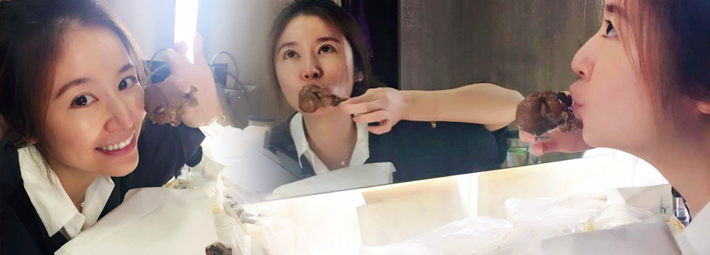  大婚在即，林心如不顾形象素颜啃鸡腿