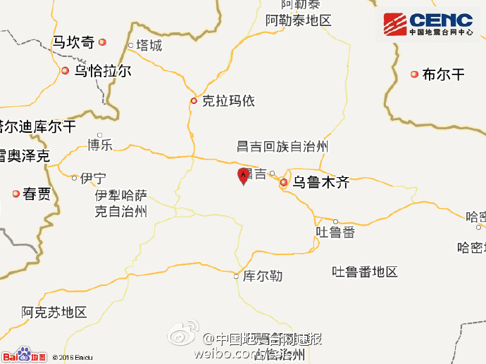 新疆昌吉州呼图壁县发生6.2级地震