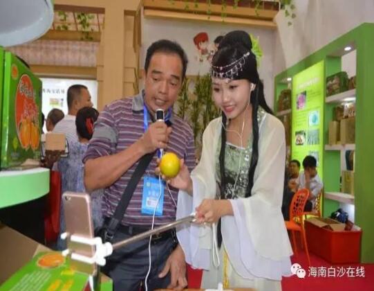 海南冬交会上美女网络直播白沙红心橙 大赞真