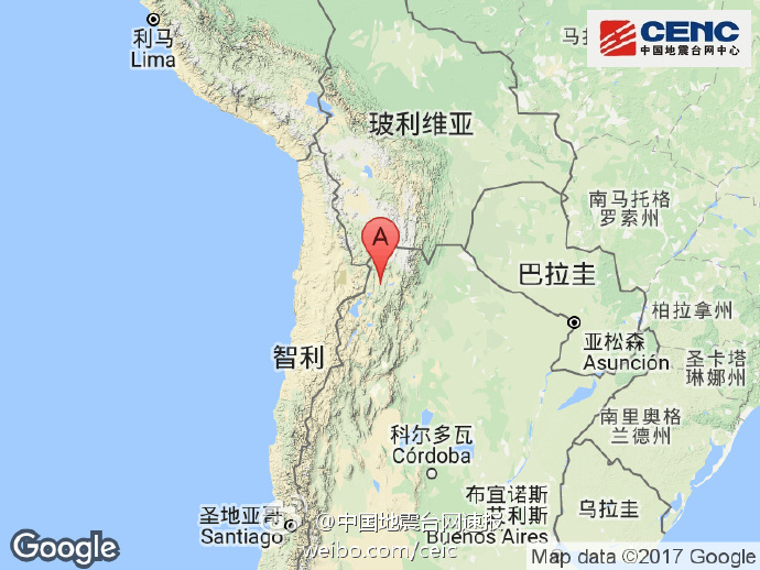 阿根廷胡胡伊省附近发生6.4级左右地震