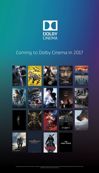 杜比影院公布2017新片 《五十度黑》《金刚狼3》在列