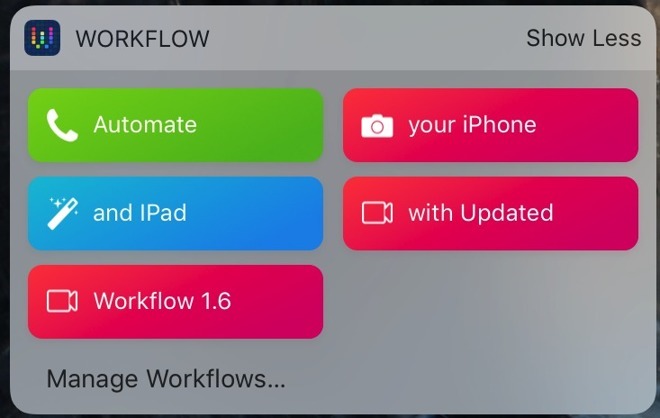 苹果收购iOS自动化应用Workflow 将免费开放