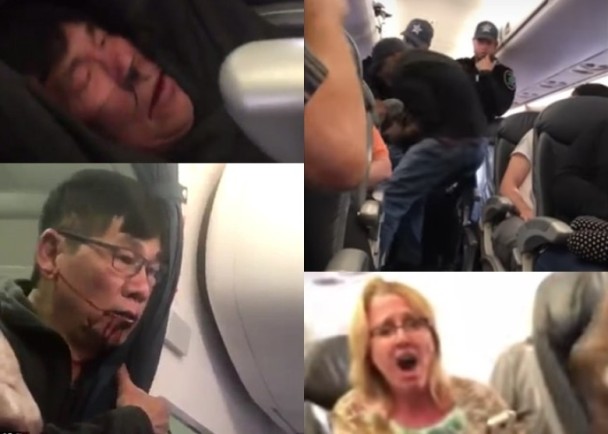 美联航暴力拖拽华裔乘客 中外网友怒骂：没脸航