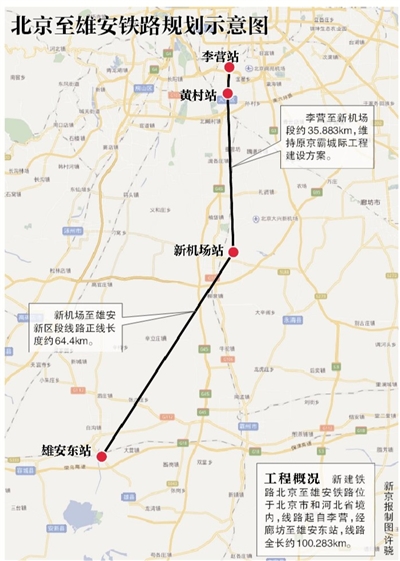 北京到雄安新区铁路预计2019年投入运营