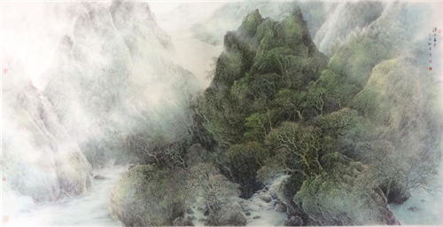 聞一鳴 書法山水畫 浅谈冯一鸣的泼彩工笔山水艺术_手机凤凰网