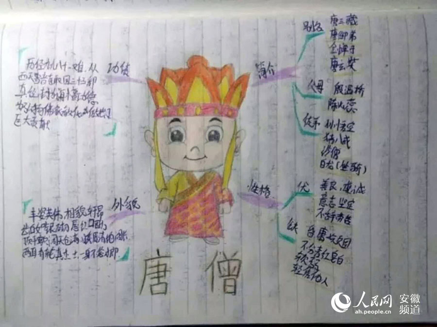 阜阳初中生手绘名著读书笔记走红 被赞网红家