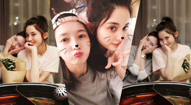 江疏影娜扎深夜一起吃火锅 合影搞怪很亲密