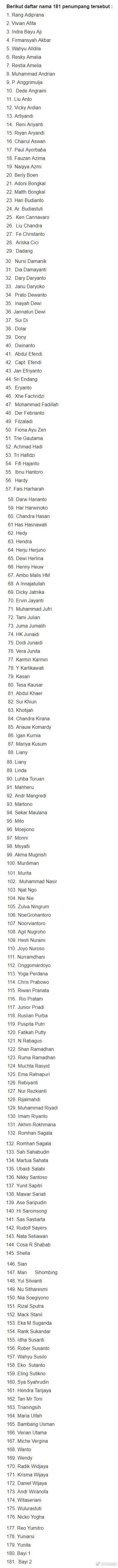 印尼坠机事件189人无人生还 遇难者名单公布