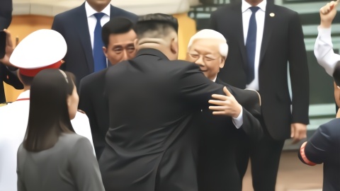 金正恩展开访越行程 与越南主席阮富仲热情相拥