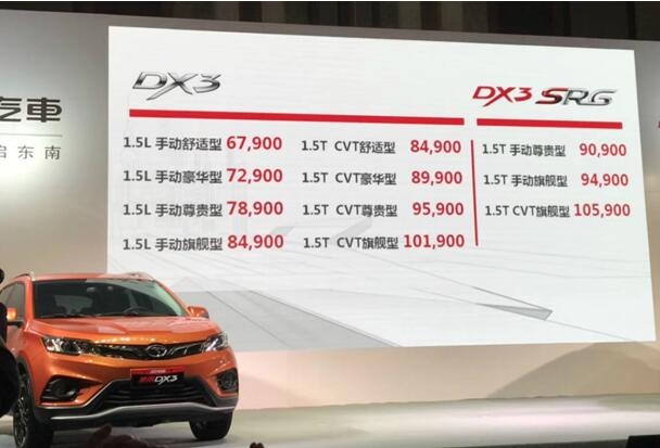 2018款DX3青春上市，