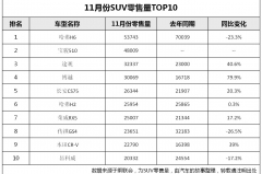 哈弗H2归来，11月份销量最好的10款SUV都在这