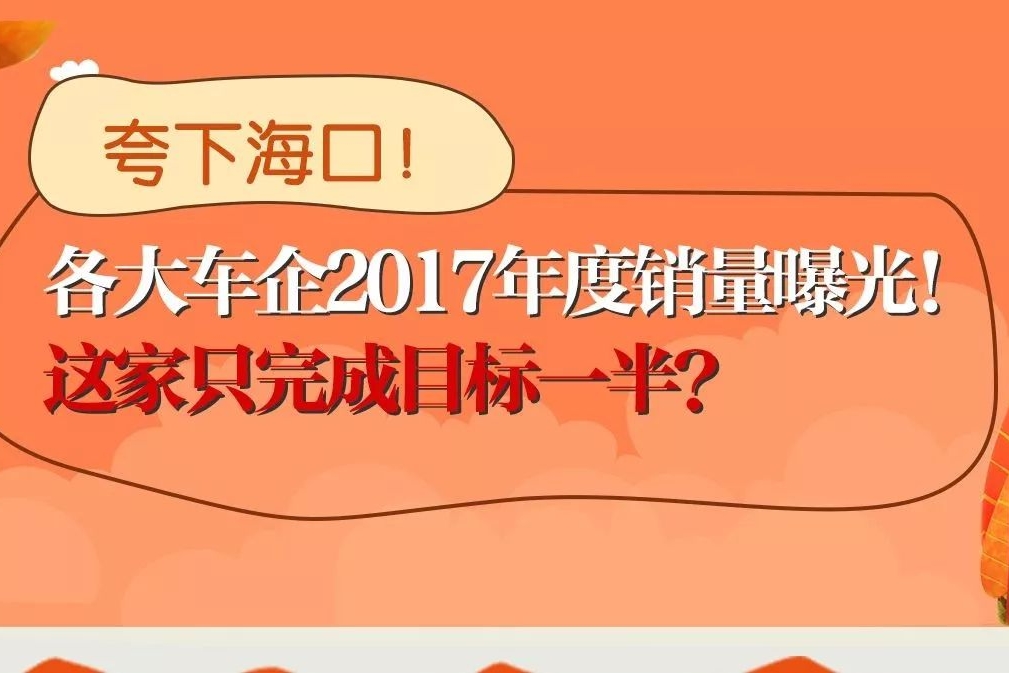 夸下海口！各大车企2017年度销量曝光，这家只完成目标一半！