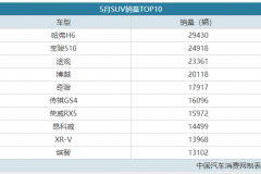 五月各级别十大畅销车型，SUV要凉？