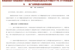 青海发布新能源补贴政策 按国补50%补助