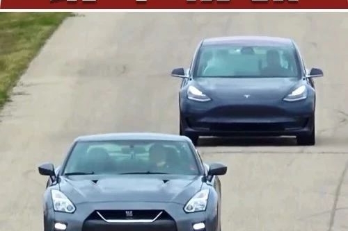 入门级的特斯拉挑战日产GT-R，中后段的加速还是战神更强！