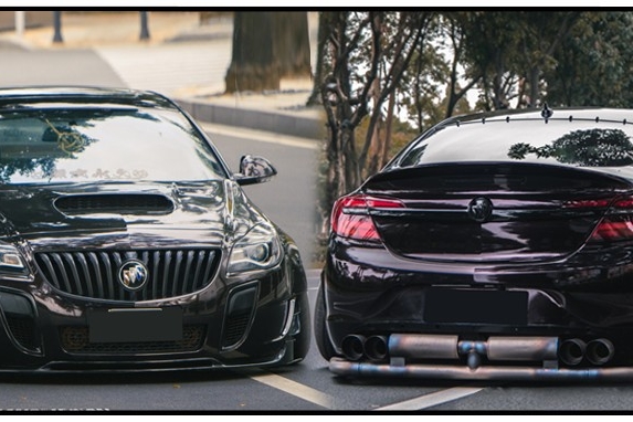 连换13套轮毂花费20万打造宽体别克君威，这排气看着都渗人！