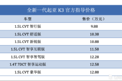 颜值再次“上线” 全新一代起亚K3售9.88万起