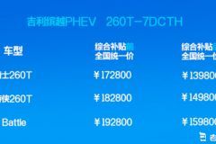 城市通勤的新选择 缤越PHEV补贴后售13.98万起