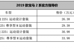 潮流个性好选择 2019款宝马2系售26.38-33.98万