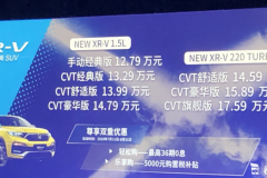换装“超跑”同款动力 新款本田XR-V售价12.79-17.59万