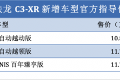 新增高功率国VI版车型 雪铁龙C3-XR新车售10.89万起