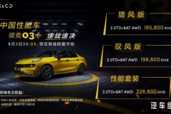 开启中国品牌性能车时代，领克03+售价18.58万元起