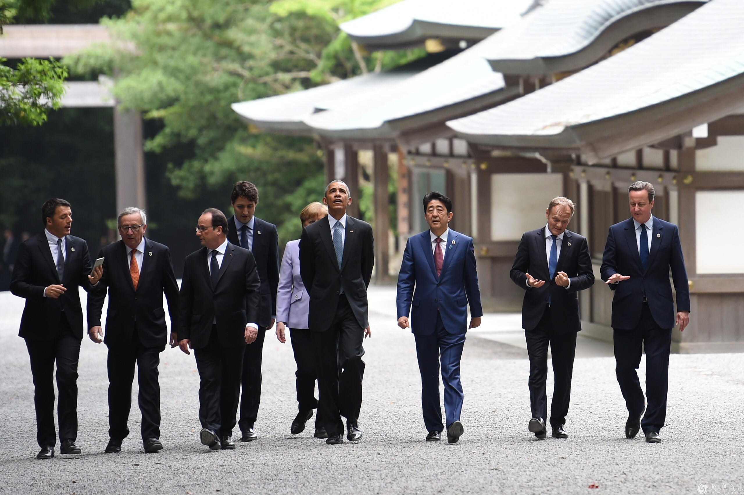 G7峰会,安倍带各国元首拜皇家神社