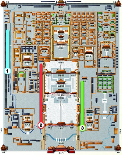 故宫新开三大通道示意图