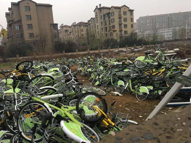 郑州：共享单车“坟地” 百辆新车躺尸