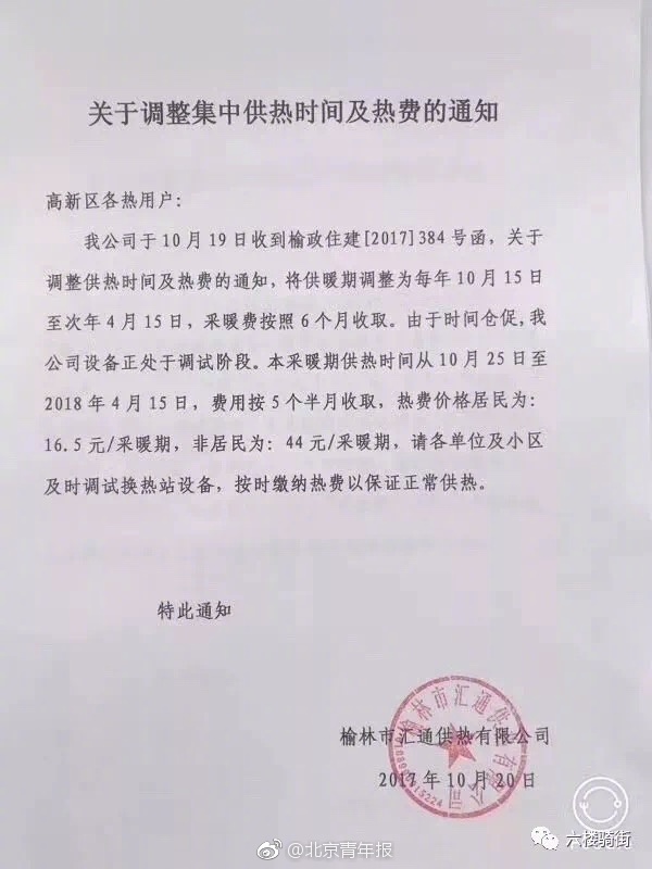 19日发文称15日起供暖?陕西榆林:文件回复有时间差