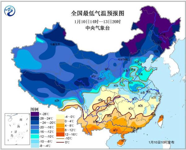 寒潮黄色预警：内蒙古东北黄淮等局地降温可达8～10℃