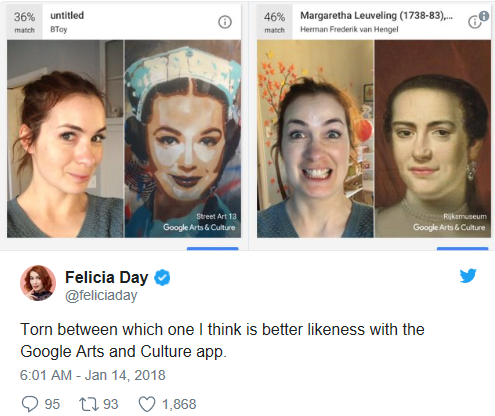 谷歌新应用爆红：晒自拍即可与博物馆名画“撞脸”