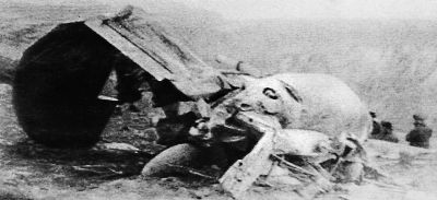 1939年2月，在兰州被击落的日军轰炸机残骸。
