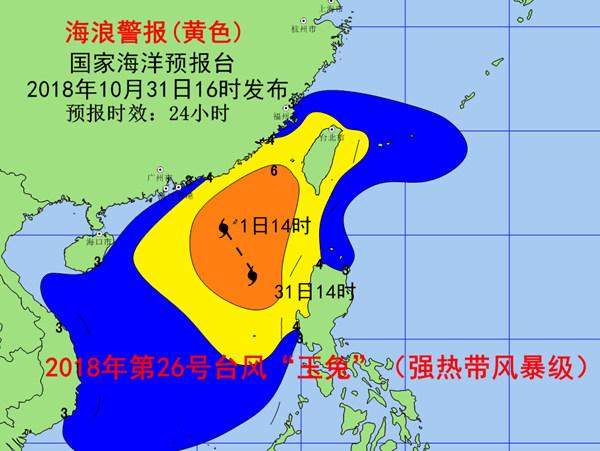 海浪黄色警报：福建南部广东东部海域有3-4米大到巨浪