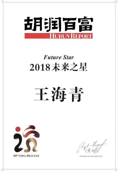 承奇资本王海青荣膺胡润百富2018未来之星