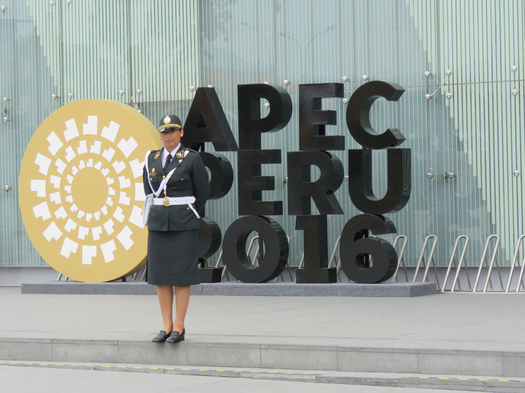 APEC秘鲁峰会维安人员在会场外