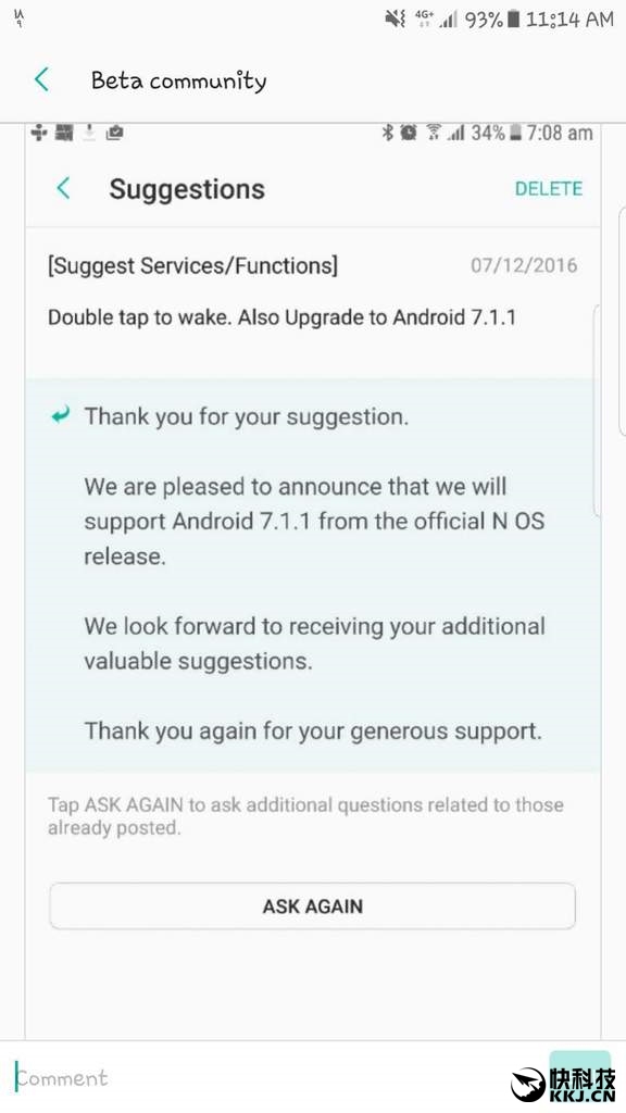 官方确认：三星Galaxy S7直升Android 7.1.1