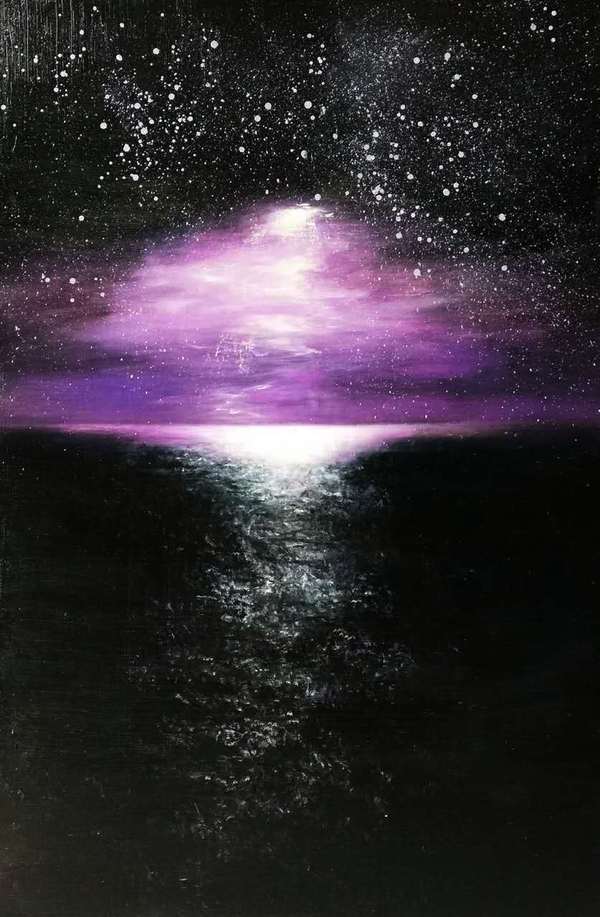 爱宇宙,爱星空,爱生活,60*90cm,2016年,梁灿桓,布面油画