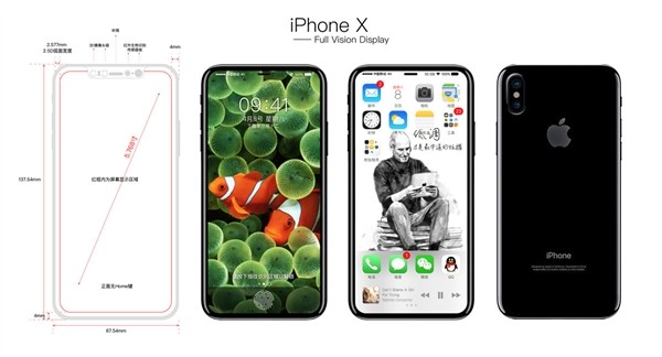 iPhone 8\/X渲染图曝光 全面屏设计+竖排双摄
