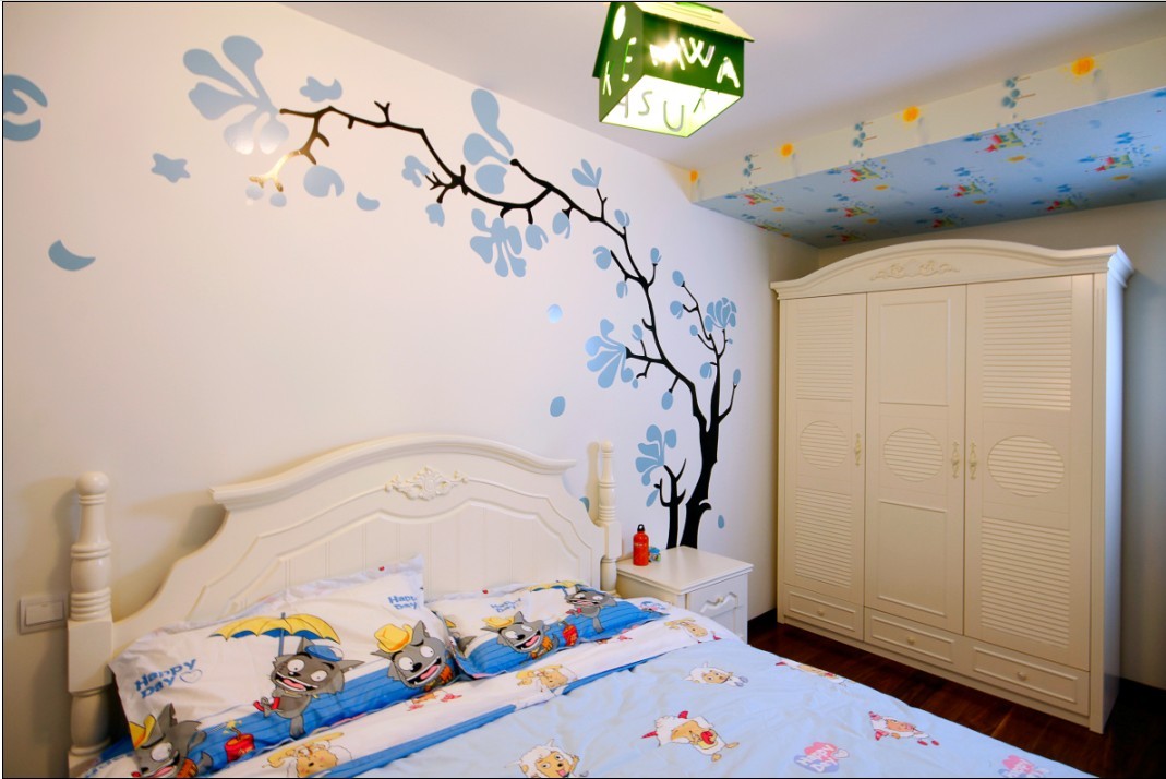 130㎡田园美式,儿童房的床头背景墙真漂亮!