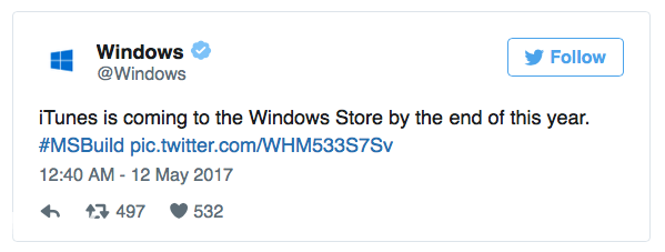 今年年底Windows 10 S也可以用上iTunes了