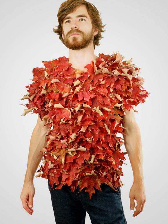 用树叶做成的T恤,是引领时尚的新潮流啊