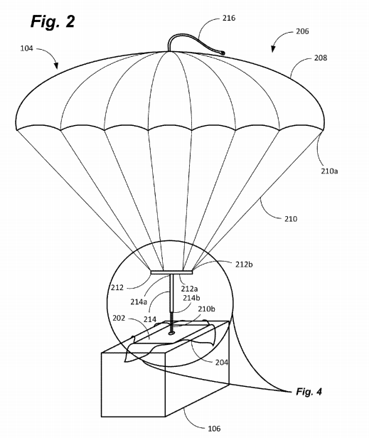 亚马逊新专利显示：无人机快递的标签中将内置降落伞