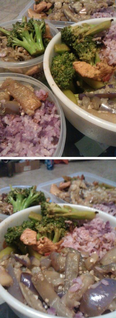 营养分析系列(18)-紫薯饭,沙茶酱猪肉炒西兰花,蒜蓉干煸茄