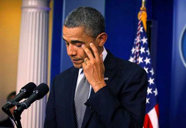 2012年12月14日美国康涅狄格州桑迪·胡克小学发生枪击案后,奥巴马发表演说落泪