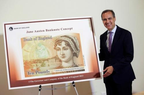 新版10英镑钞票背面印有小说家简・奥斯汀的肖像(资料图)